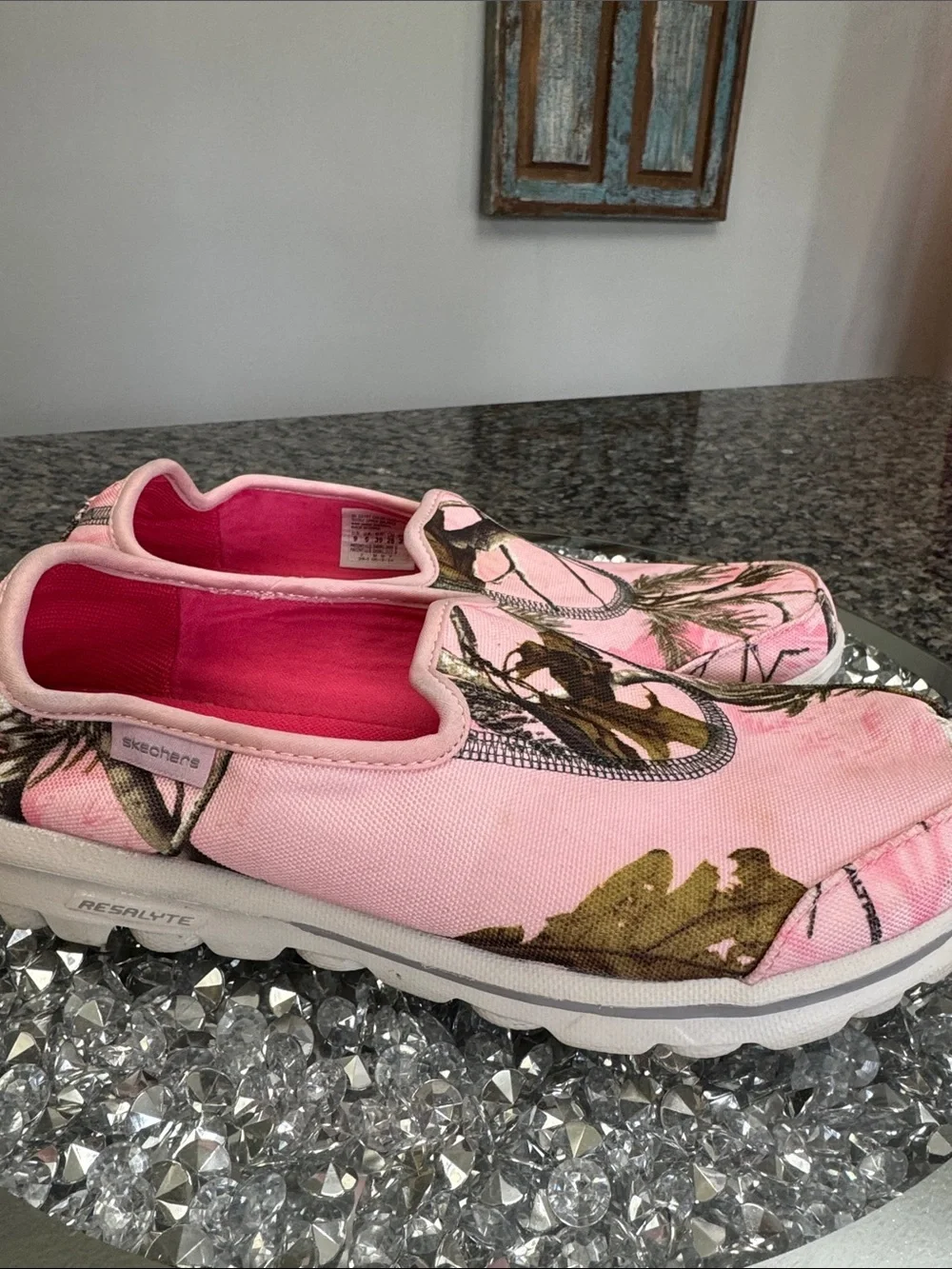 Skechers Go Walk Originals Pink Camouflage Slip-On Sneakers